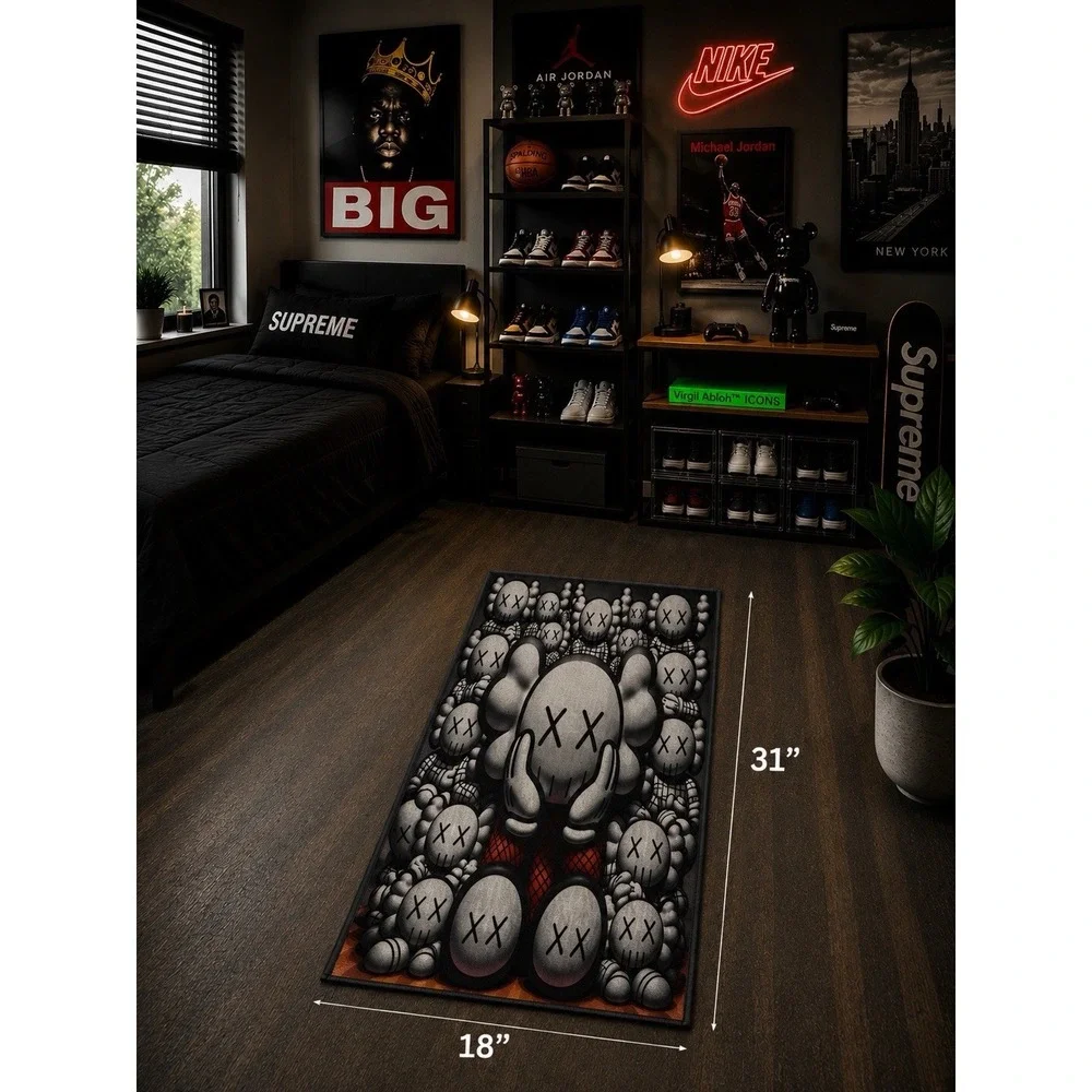 KAWS Designer Style‎ Accent Rug – Hype Wall Art or Floor Decor